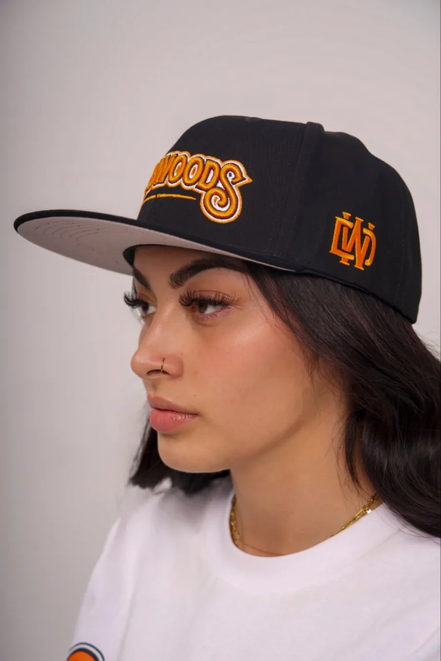 Dabwoods Black Snapback on female model