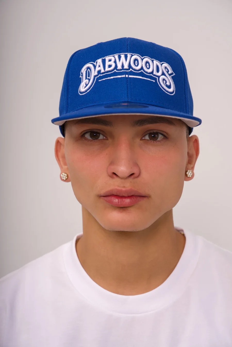 Closeup of the Dabwoods Blue Snapback